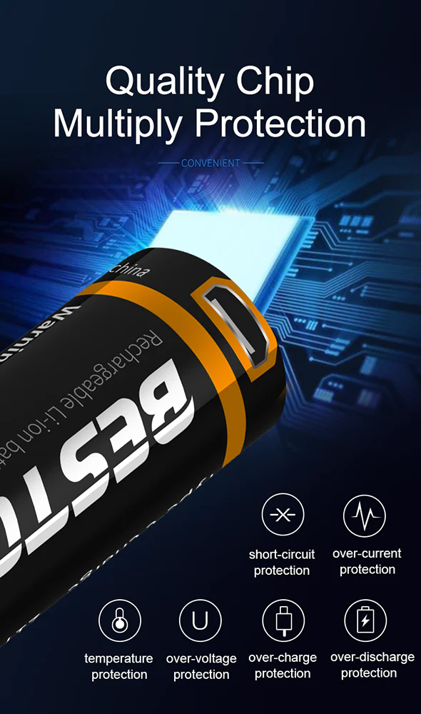 3,6 V 18650 USB Aufladbare Lithium-Batterie 3500mAh Li-Ion batterien für Taschenlampe Beston – Bild 9
